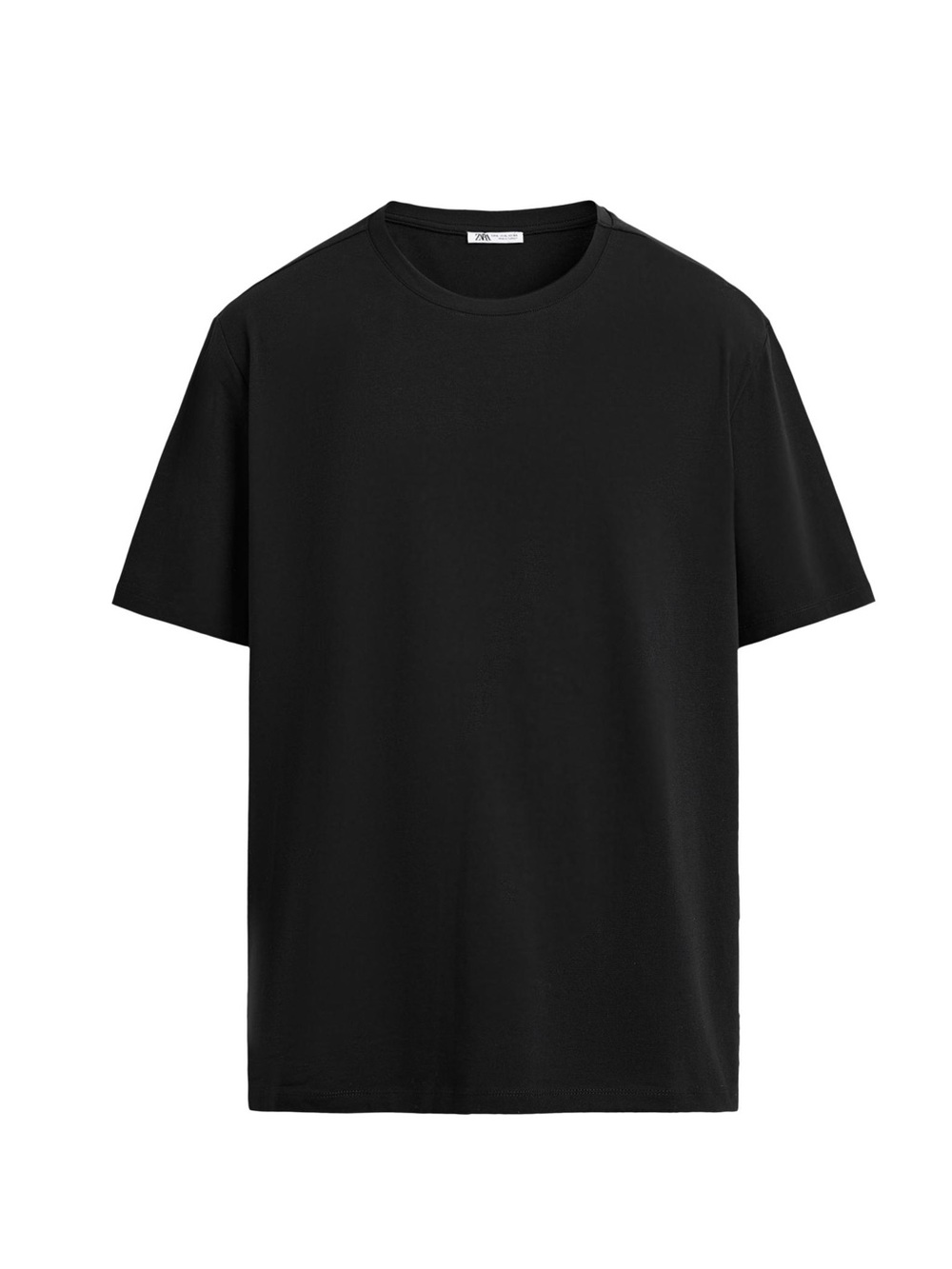 ZARA Classic Slim Fit Black Crew Neck Short Sleeve T-Shirt